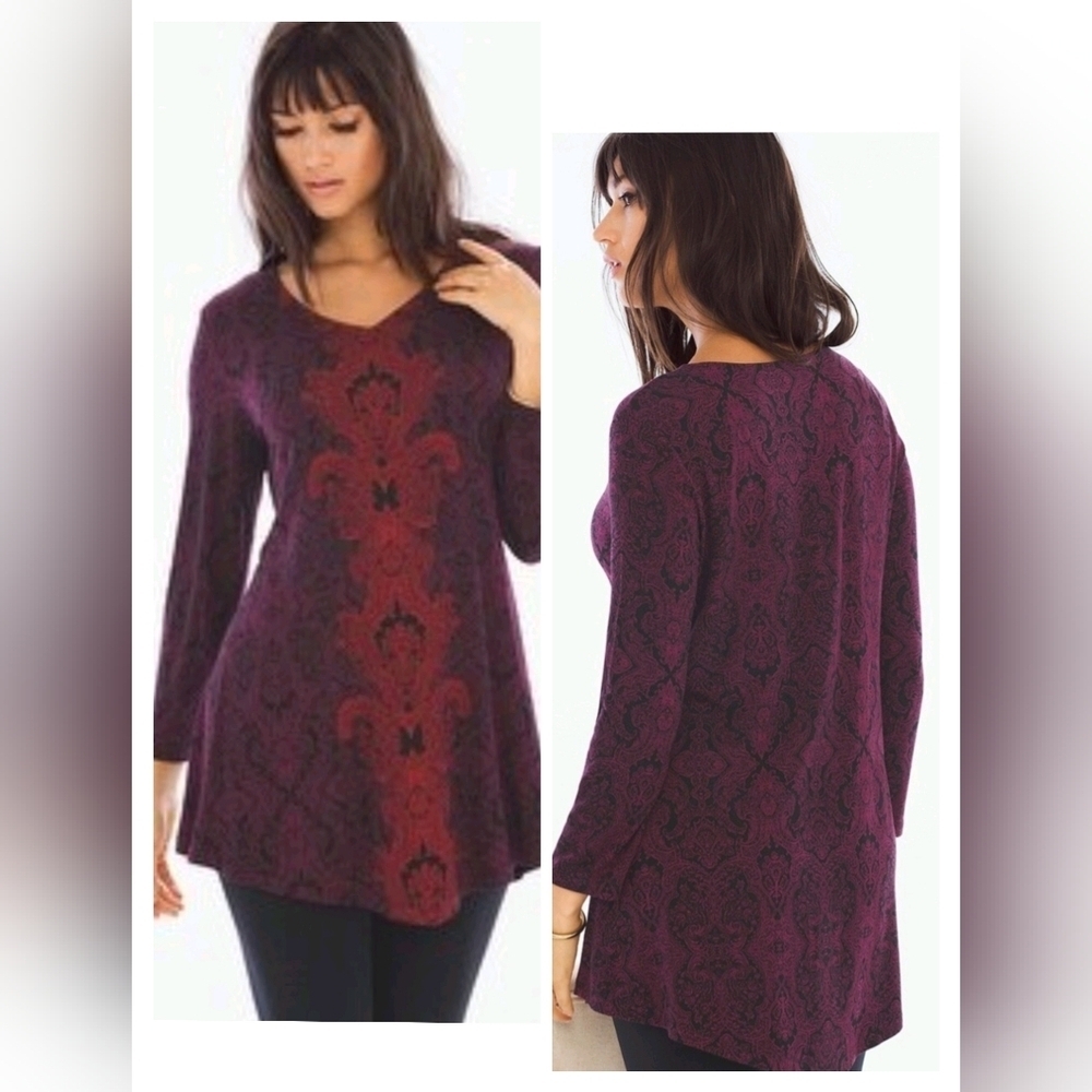 2860)SOMA Live.Lounge.Wear. Front Angled Hem Tunic Eccentric Marsala Medium